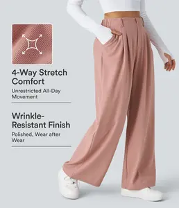Halara Flex High Waisted Plicated Side Pocket Wide Leg Waffle Work Pants
