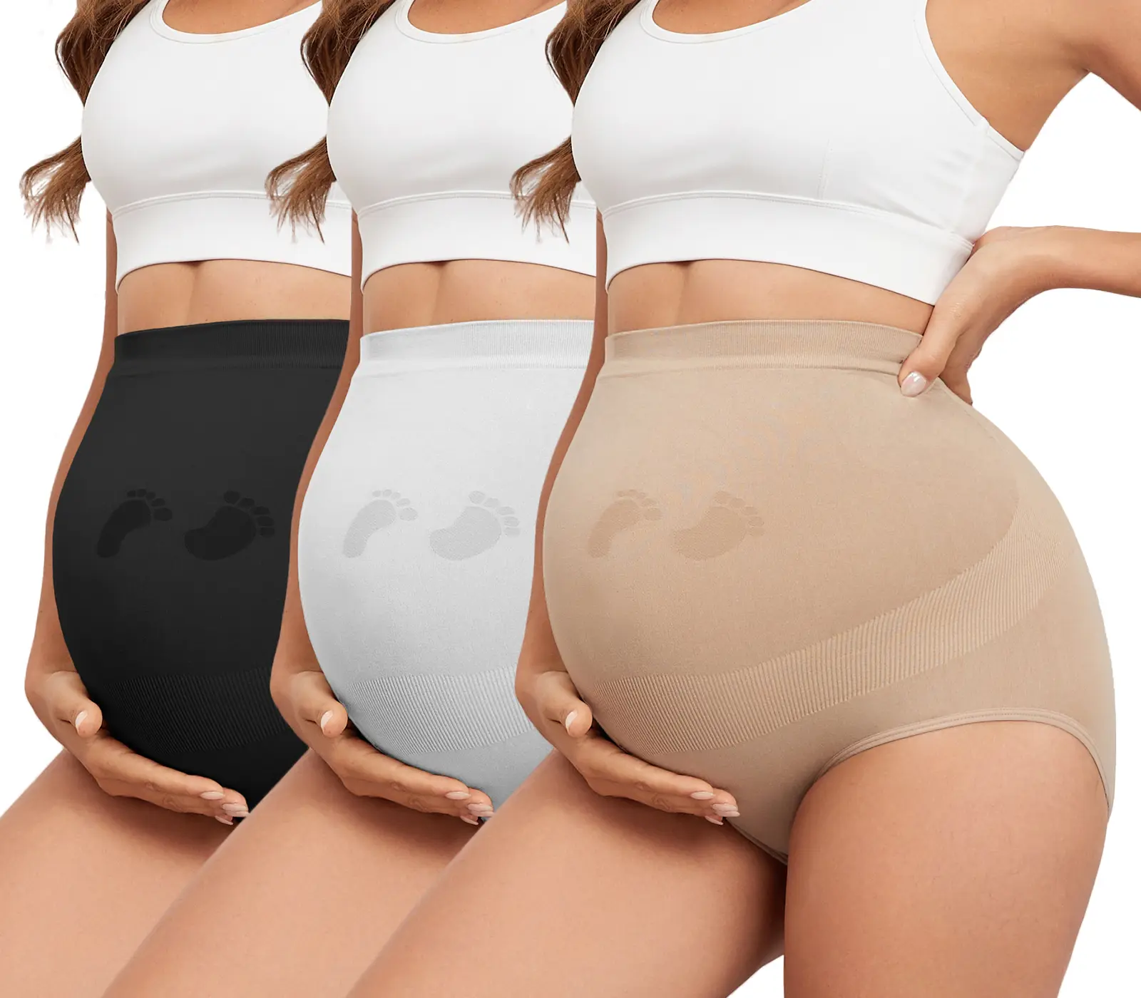 Maternity Underwear Pack Seamless High Waisted Breathable Cotton Crotch Supportive Belly & Back Comfortable Pregnancy Panties No More Rolling Down
