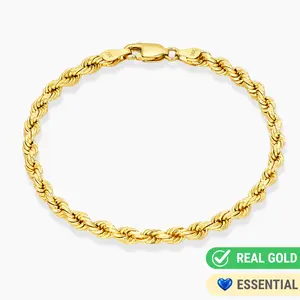 14K YELLOW GOLD ROPE BRACELET -4MM -EXPANDED SIZE RANGE