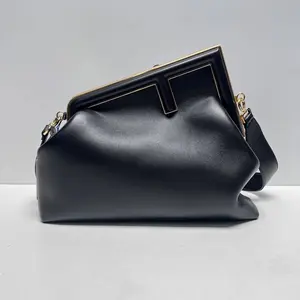 Pre-owned FENDI Calfskin Shoulder Bags First Medium Black