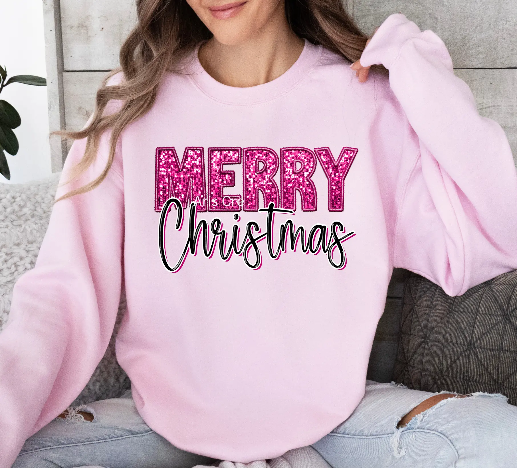 DTF print ONLY pink merry xmas