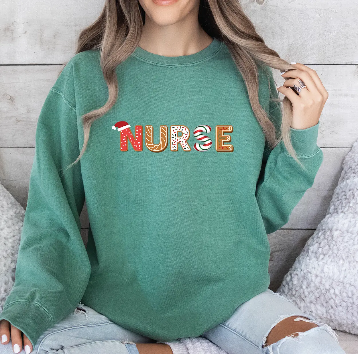 Nurse Christmas Cookie Sweater, Crewneck sweater, comfy Cotton Sweatshirt for Nurses christmas sweatshirt