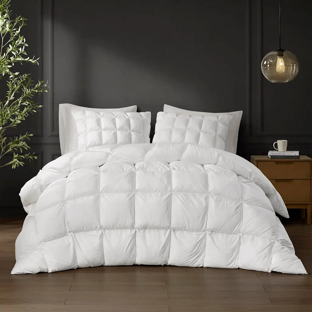 360 Stand Fluffy Duvet Insert - Full/Queen Size Down Alternative Comforter, 90x90x1.5in Cloud-Like Overfilled Loft, Polyester Shell, Puff Stitching, Stay-Puffed White Quilt, Machine Washable Super Fluffy Duvet, Machine Washable Duvet, Puffed Quilt
