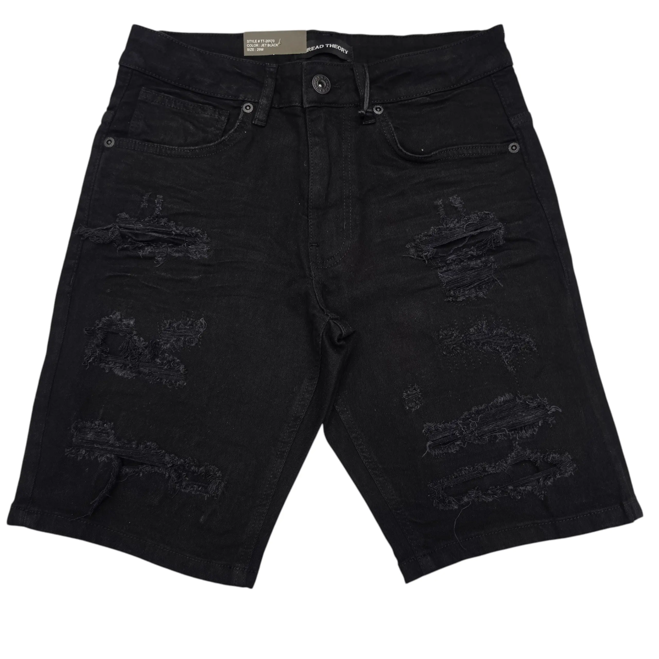 THREAD THEORY MEN'S DENIM SHORTS JET BLACK TT-26570