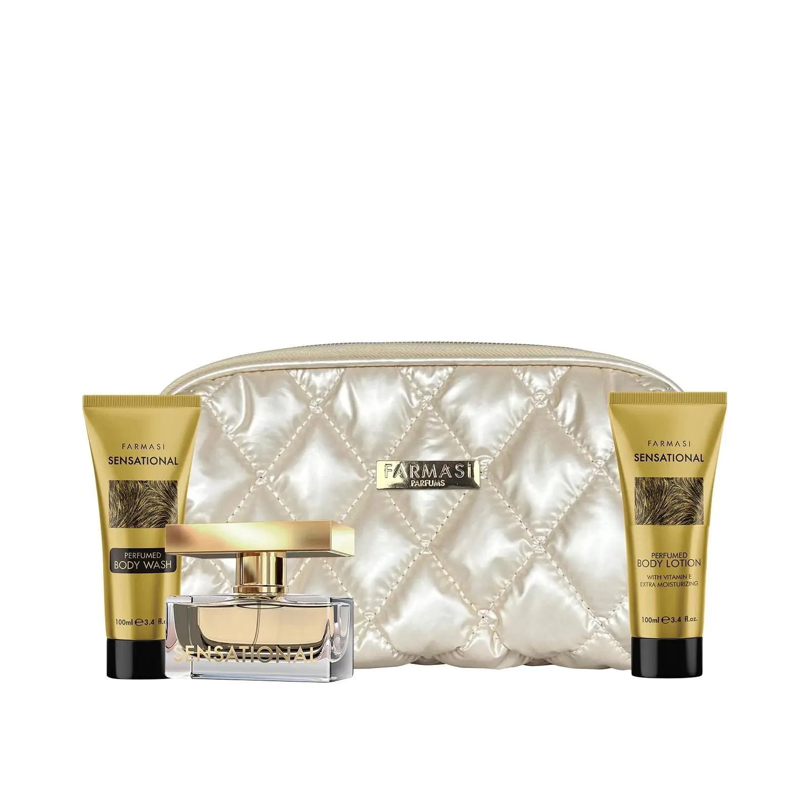 FARMASI Sensational 4-Piece Gift Set for Women, Moisturizing Body Care Collection with Peach & Floral Scent - Includes 1.7 oz EDP, Lotion, Body Wash & Bag, 100G