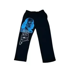 S-DL Blue Black Sweatpants, Streetwear Hip Hop Pants, Trendy Outdoor Wear Daily Wear For Men, Designer Clothing, Gift for him for her, Birthday's gift