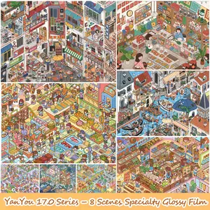 YanYou 17.0 Series Scene Stickers, Large Size DIY Scene Sticker Sets, Landscape Stickers, Stress-Relief Sticker Art