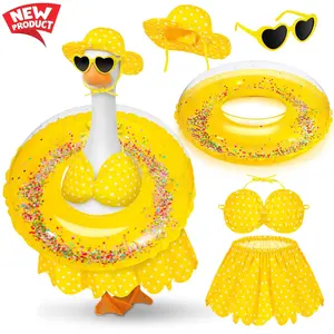 Summer Bikini Porch Goose Outfit Set - Swimsuit Floatie Hat & Sunglasses for Lawn Statues | Pool Patio Yard Decor