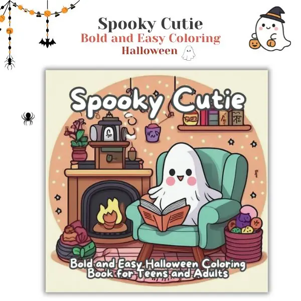 Spooky Cutie Coloring Book for Teens & Adults: Bold and Easy Halloween Coloring Book with Cute Creepy Characters, Kawaii Ghosts, Pumpkins, Witches, Bats & Relaxing Fall Designs