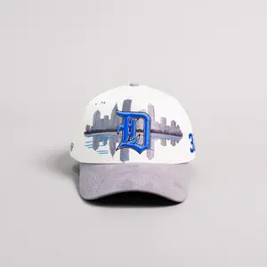 Detroit Skyline / Cream & Grey Suede