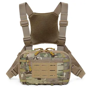 Sport Chest Pack EDC Chest Bag 2L Durable Molle Chest Rig Pouch with CCW Compartment Adjustable Harness for Outdoor Activities