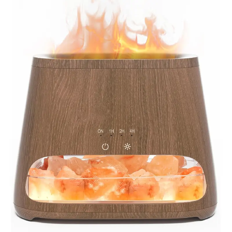2-in-1 Himalayan Salt Lamp Diffuser, Cool Mist Humidifier, Aromatherapy & Himalayan Salt Therapy, 100% Pure Himalayan Salt, Ultrasonic Essential Oil Diffuser with Ambient Glow, 150ml (Dark)