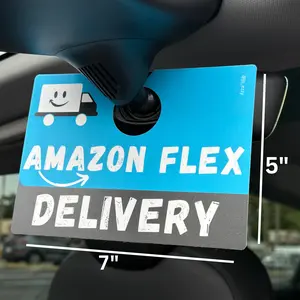 Jo_Ezzy Amazon Flex Delivery Sign Double-Sided Car Sign for Flexers Dashboard or Rearview Mirror Display Gig Driver Accessory Compact Durable