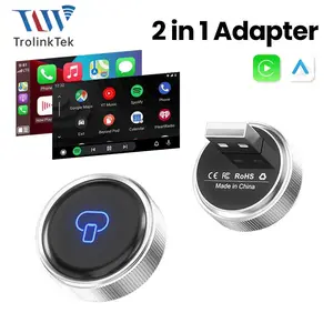 [2026 Edition] Ultra-Mini Wireless CarPlay & Stereo Android Auto Adapter Car Audio - Sleek Round Silver Chrome Design, 5.8GHz Stable Connection, Plug & Play for iPhone/Android