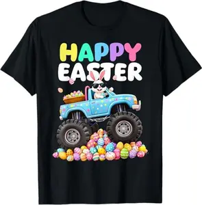 Happy Easter Monster Truck with Easter Eggs Toddler T-Shirt for Festive Outfits
