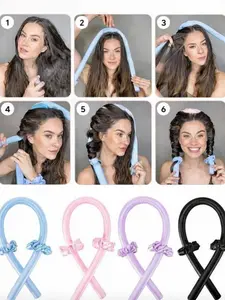 Heatless Curls - Ultra-Smooth Satin Curling Rods for Damage-Free, Bouncy Curls - Includes 2 Scrunchies & 1 Claw Clip - Travel-Friendly & Low-Maintenance Hair Styling