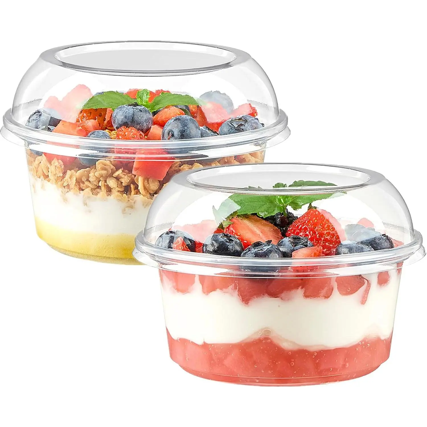 50 Pack 12 oz Plastic Dessert Cups with , Clear Disposable Snack Bowls for Yogurt Parfait, Cake, Fruit, Salad, Acai Bowls