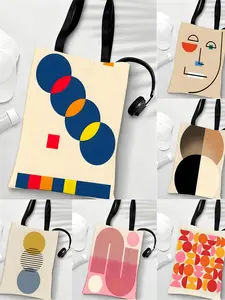 Bauhaus Style Storage Bags Large Capacity Festive Canvas Shopping Bag Christmas Party Tote Women's Handbag for Outdoor Travel Shopping Picnic Anime Crossbody Bags for Boys Girls Students Simple Tote