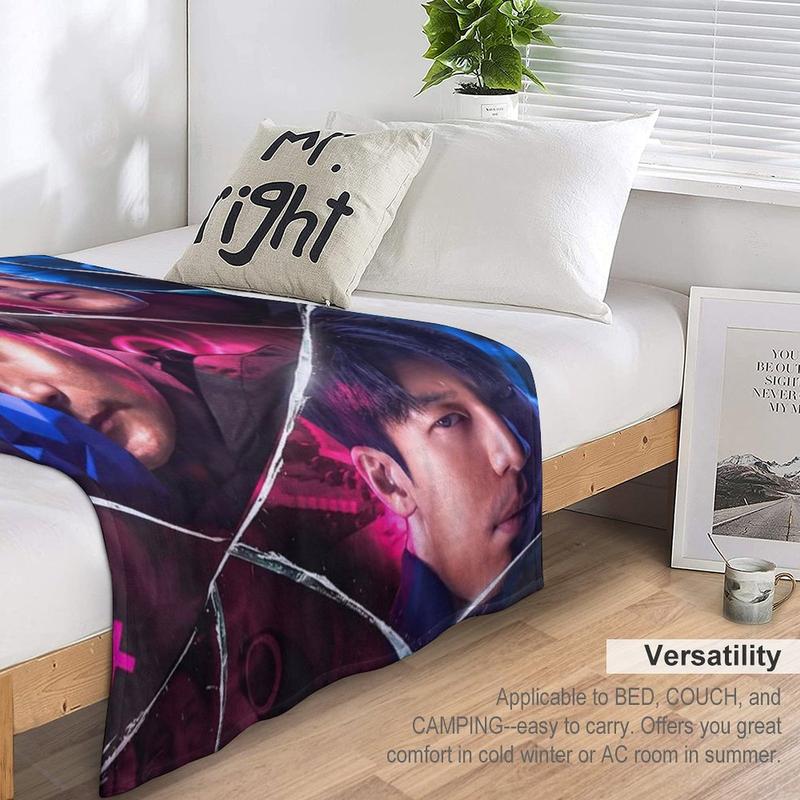 Cartoon Anime Squid Game Blanket Fleece Throw Blanket Soft & Warm Fluffy Blankets for Women, Men