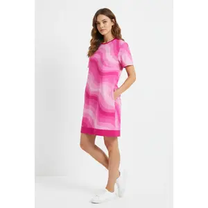 Copacabana Print T-Shirt Dress - Shocking Pink
