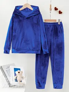 Women's Plus Size Casual Fashion Solid Color Hooded Sweatshirt and Jogger Pants Knit Set, Sweatsuits Set, Hoodie Sweatsuit Set, Comfortable Sportswear