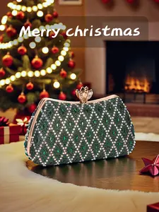 Christmas Women's Evening Bag, Clutch Handbag, Shoulder Crossbody Bag, Holiday Wedding Party Banquet Gift