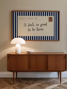 Vintage Postcard Poster, Striped Homely Wall Art Print, Trendy Typography, Postcard Print