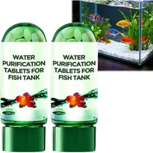 2-Pack Aquarium Water Conditioner Tablets - Fast Acting Chlorine Remover & Algae Control, 35 Tablets per Bottle, Safe for All Fish & Aquatic Life