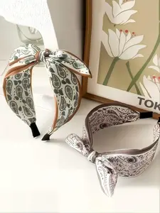 Women's Satin Flower Hairband, Knotted Headband, Wide Edge Floral Press Hair Accessory, Fashion Versatile Bow Headpiece, Stylish Women's Hair Decor, Chic Headbands