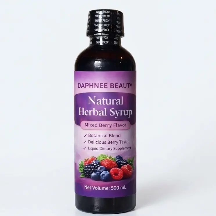 Daphnee Beauty Natural Herbal Syrup Mixed Berry Flavor 500 mL Botanical Blend Delicious Berry Taste Liquid Dietary Supplement