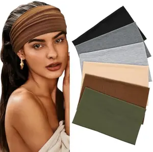 Wide Turban Headbands for Women Non-Slip Soft Elastic Hair Bands Workout Yoga Running Daily Wear Head Band Girls Accessories