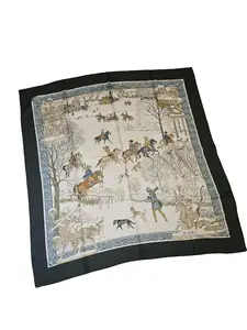 Pre-owned Hermes Silk Scarf 90cm Elegant Horse Racing Design for Women's Fashion Accessories