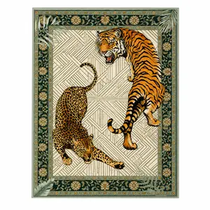 Tiger Pattern Area Rug, Animal Print Rug, 1 Count Non-slip Washable Floor Mat, Vintage Tiger Leopard Bath Mat Decorati,
