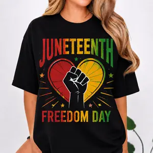 Women's Juneteenth Remembering My Ancestors Graphic Print Tee - Black History Freedom Day Breathable Top, Everyday Streetwear Summer Casual T-shirt