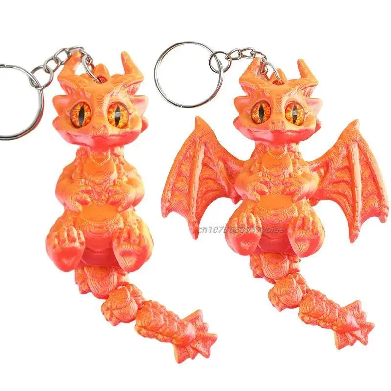 3D Rainbow Cartoon Print Eco-Friendly Chameleon Doll Keychain - Smooth, Lightweight, Dragon-Shaped Hanging Decor, Movable Joints, Creative Backpack Charm, Home Ornaments Gift