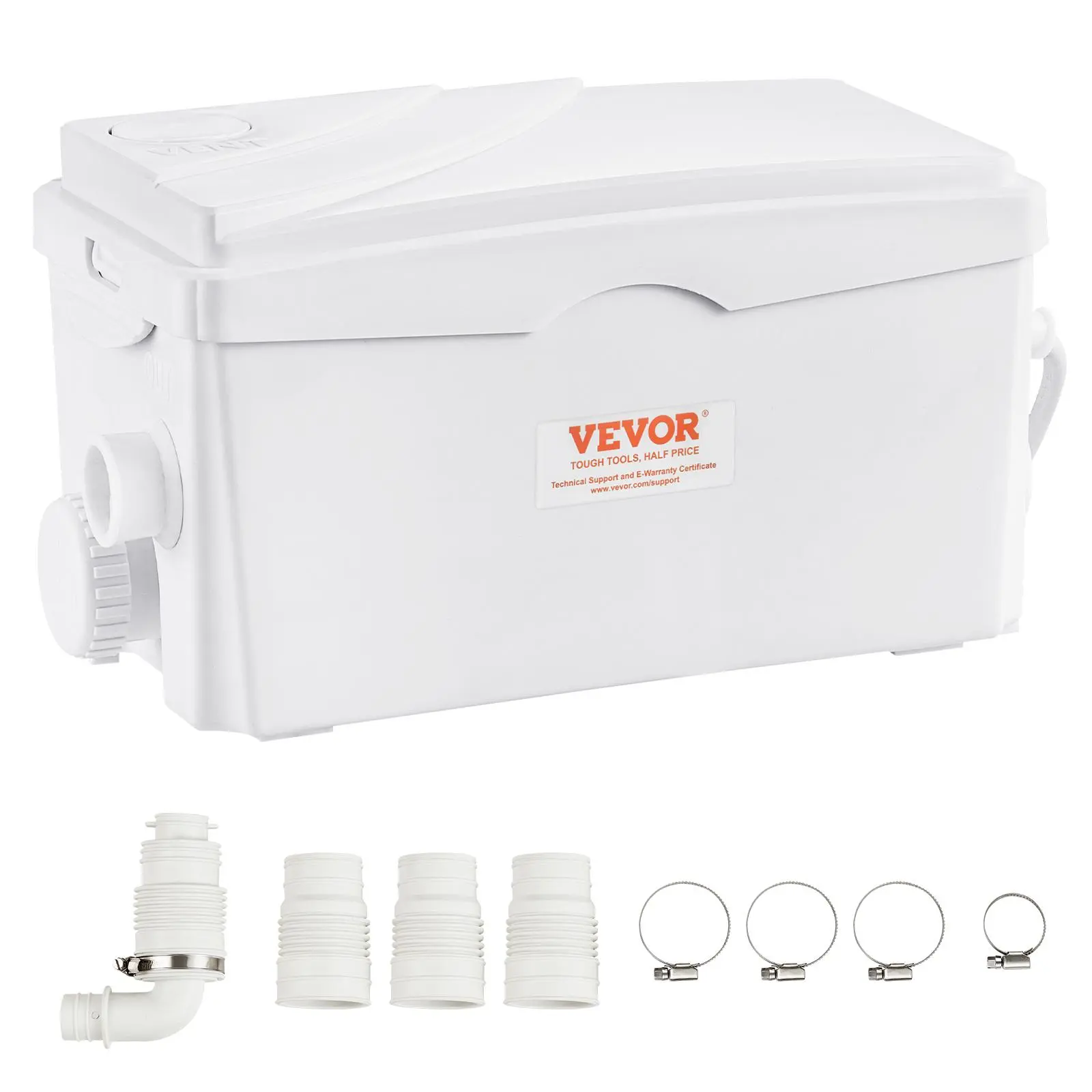 【summerfinds】VEVOR Macerator Pump, 350W, 6000 L/h Flow, 23 ft/7 m Head, Macerator Sewerage Sump Pump with 3 Water Inlets for Basement, Kitchen, Sink, Shower, Bathtub, Laundry Waste Water Disposal Upflush Machine, Pump Filter Pumps