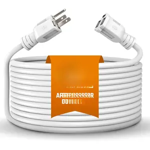 Outdoor Extension Cord Waterproof 10 Ft, White, Indoor, Outdoor Power Cord, Heavy Duty 16/3, Single Outlet, UL Listed, 3-Prong, Grounded Outlet, Extension Wire.