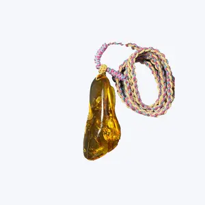 [One-of-a-Kind] Amber Free-Form Pendant - Unisex Natural Amber Jewelry with Unique 64.3*25.2*19.7 Design for Natural Material Lovers