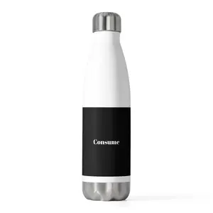 "Consume" Minimalist Insulated Reusable Water Bottle - 20oz Silicone-Stainless Steel, Lightweight, Portable, Easy-Pour, Airtight, Anti-Leak, Body-Safe Kitchenware Drinkware, Insulation, Reusable Water Bottles