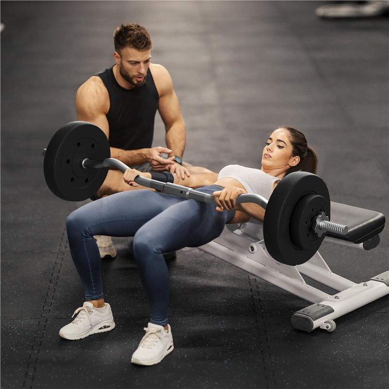 【Valentine Gift】Yaheetech Barbell Set - Olympic Curl Bar & Weights (44LB, 55LB, 66LB) with Chrome Finish & Black Color, Home Gym Equipment, Arm Exercise Equipment, Home Workout Equipment