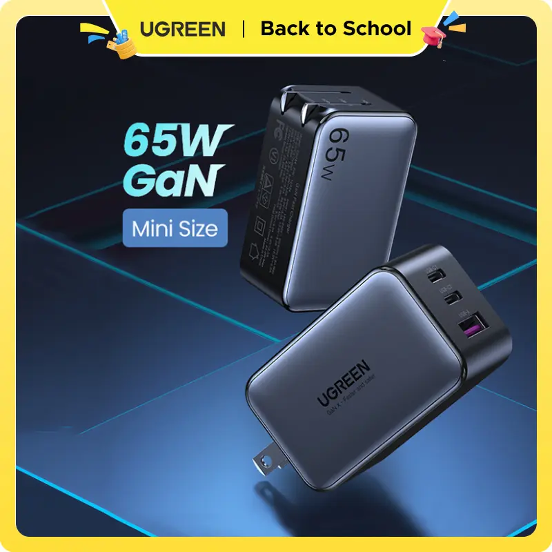 UGREEN Nexode 65W GaN USB C Wall Charger, 3-Port Compact Foldable Fast Charger Power Adapter for iPhone 17/16/15 Series, Galaxy S25/S24, Pixel 10/9, MacBook Pro/Air, Dell XPS, iPad Pro (Black),Summer Sale tiktokshopbacktoschool
