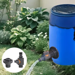 2pcs PVC/IBC Water Barrel Adapter with Valve, 1/2"-DN15 Thread, Quick-Install. Compatible with EU/US Hoses, for Irrigation, Rain/Water Tank, Garden