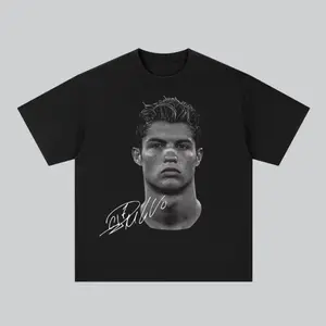 Cristiano Ronaldo Signature Portrait  Oversized T Shirt For Soccer Fans Trend Gift Good  Tees Trendy t-shirts graphic