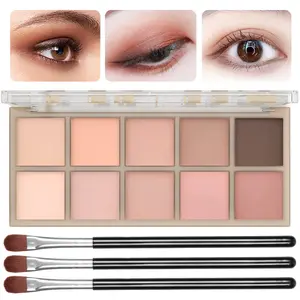 10-Color Matte Naked Eyeshadow Palette – High Pigment, Ultra-Blendable, Long-Lasting Nude Shades with 3 Brushes (Milk Tea)