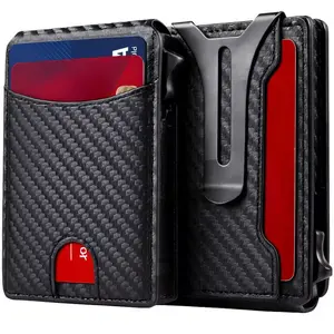 RFID Blocking Men's Bifold Pop-Up Wallet, Slim Minimalist Design Premium Carbon Fiber
