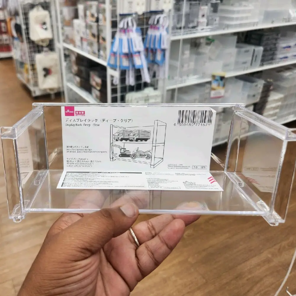 Display Rack (Deep Clear) 20cm x 9cm x 7.5cm - Clear Storage Organizer for Home Organization