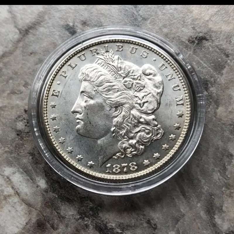 1878 Morgan Silver Dollar, 7 Tailfeather, Brilliant Uncirculated Condition, Ungraded Non-Circulating US Collectible Coin