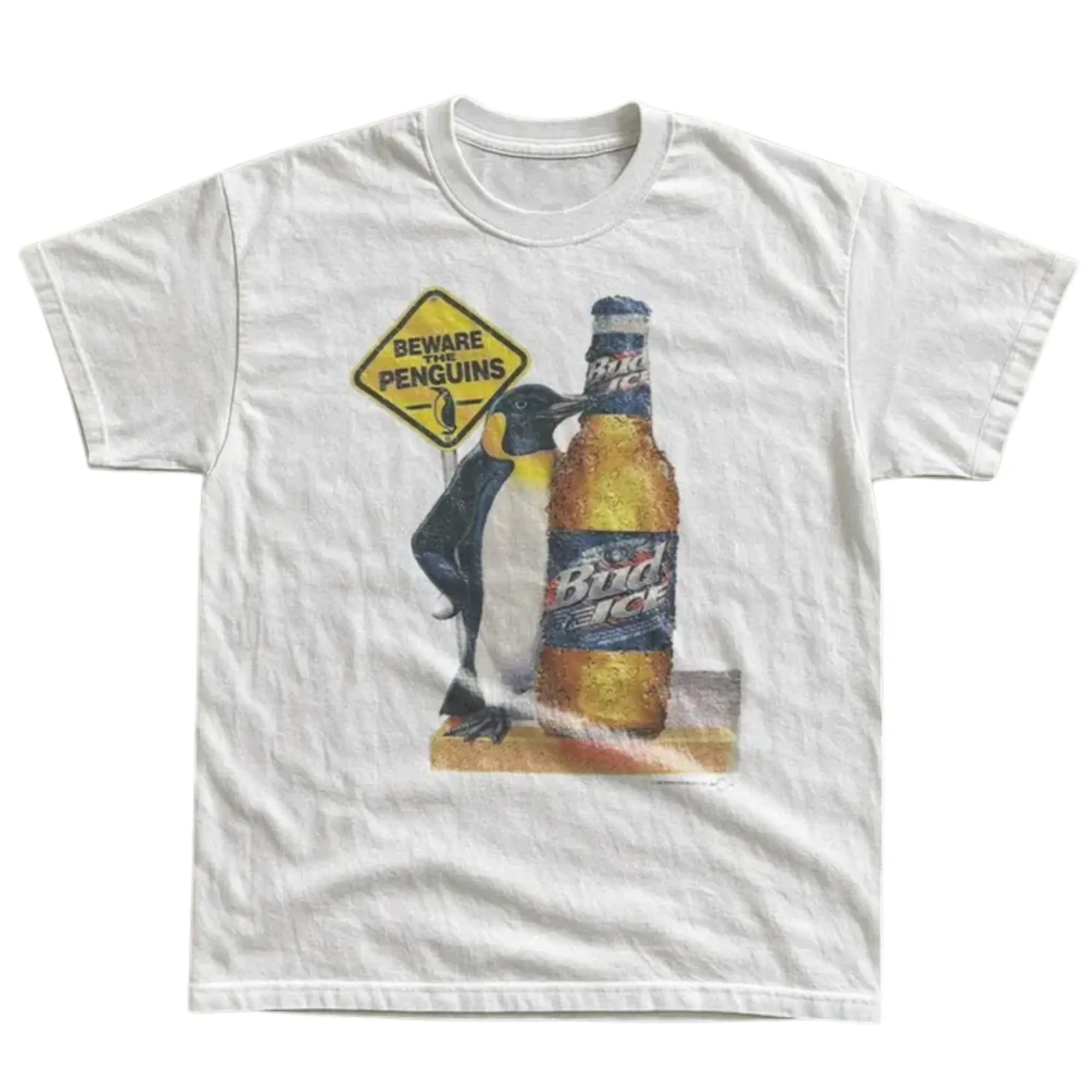 Vintage Style Penguin Beverage Shirt, Y2K Funny Penguin T-Shirt, Beware The Penguins Graphic Tee, Gift for Men and Women, Crew Neck T-shirt, Trending Graphic Tee