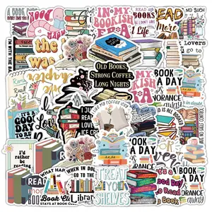 Book Lovers Sticker, 50pcs/set Waterproof Self Adhesive Decor Paper, Decor Sticker for Gift Greeting Card Water Bottle Laptop Phone