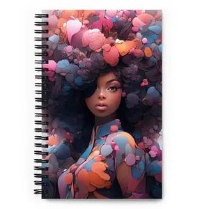 Lady in Bloom Spiral Notebook - Customized Wire-Bound Notebook with Soft-Touch Coating, 140 Dotted Pages, US Fulfilled & EU Fulfilled Measurements